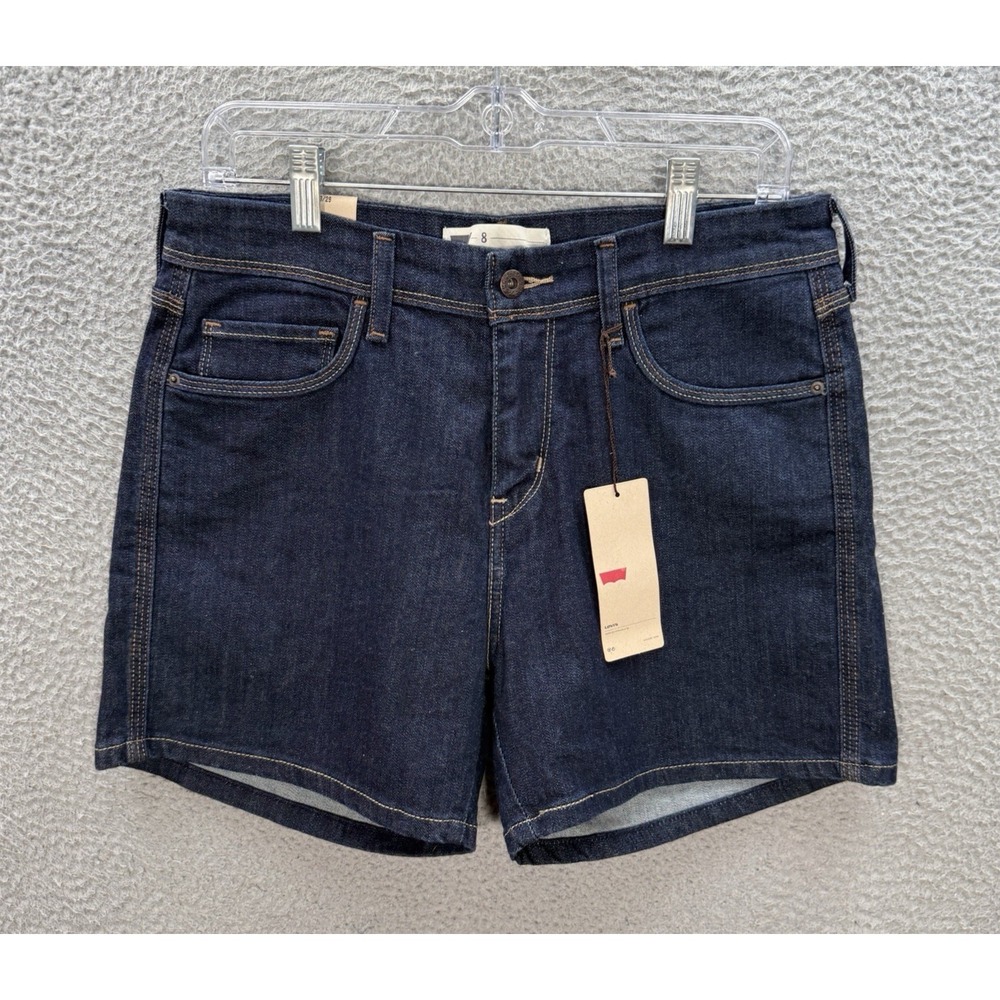 Levis Shorts Womens 8 Blue Denim High Rise Chino Stretch Workwear Casual NEW